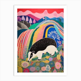 Maximalist Animal Painting Badger 1 Art Print