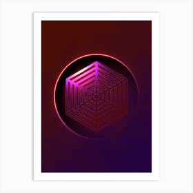 Geometric Neon Glyph on Jewel Tone Triangle Pattern 402 Art Print