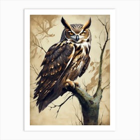 Whispers of Dusk: The Owl’s Silent Vigil Art Print