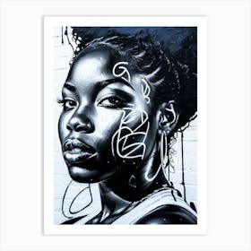 Graffiti Mural Of Beautiful Black Woman 10 Art Print