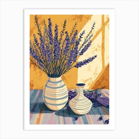 Lavender Flowers On A Table   Contemporary Illustration 4 Art Print