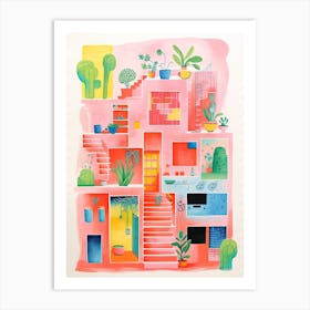 A House In Barcelona, Abstract Risograph Style 3 Art Print