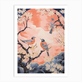 Vintage Japanese Inspired Bird Print European Robin 1 Art Print