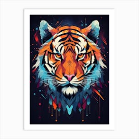 Tiger Art In Geometric Abstraction Style 3 Art Print