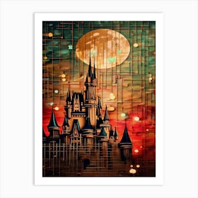 Disney Cinderella Castle Stitch Design Art Print