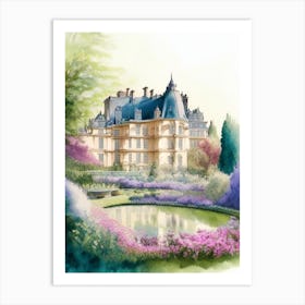 Château De Villandry Gardens, 2, France Pastel Watercolour Art Print