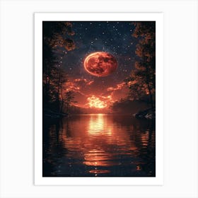 Full Moon Over Water 6 Art Print