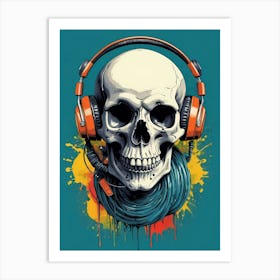 Skull With Headphones Pop Art (20) Art Print