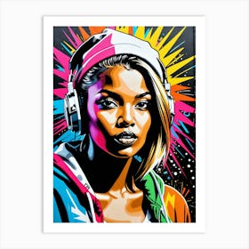 Graffiti Mural Of Beautiful Hip Hop Girl 78 Art Print