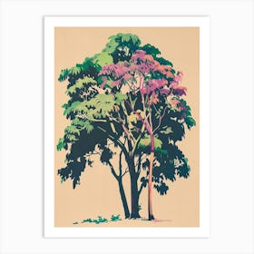 Mahogany Tree Colourful Illustration 3 Art Print