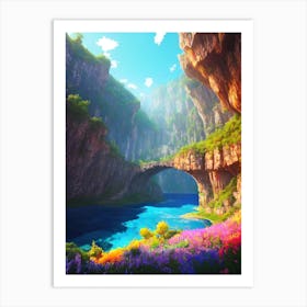 Waterfall In The Mountains 11 Art Print