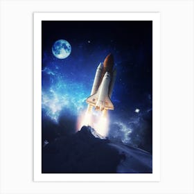 Secret Mountain Rocket Launch Art Print