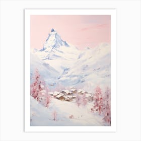 Dreamy Winter Painting Zermatt Switzerland 1 Art Print