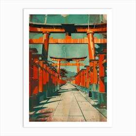 Fushimi Inari Taisha Vintage Mid Century Modern Art Print