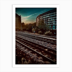 Train Tracks At Sunset Art Print