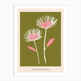 Pink & Green Chrysanthemum 4 Flower Poster Art Print