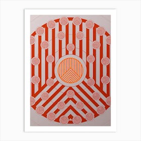 Geometric Glyph Abstract Circle Array in Tomato Red n.0016 Art Print