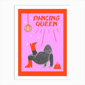 Dancing Queen Illustrated Disco Gorilla Art Print
