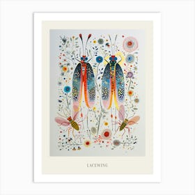 Colourful Insect Illustration Lacewing 6 Poster Art Print