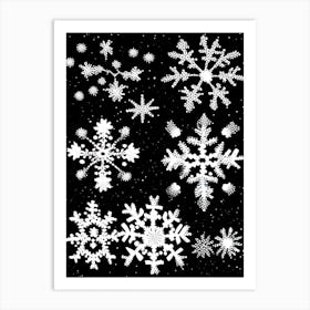 Intricate, Snowflakes, Black & White 2 Art Print