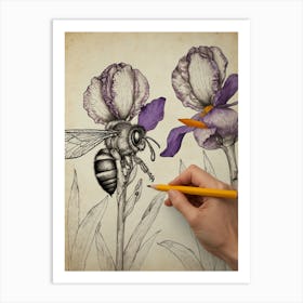 Bee And Iris Art Print