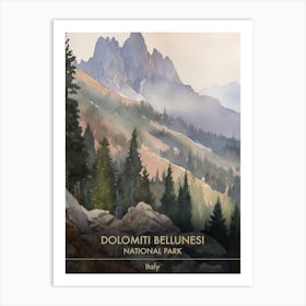 Dolomiti Bellunesi National Park Italy Watercolour 2 Art Print