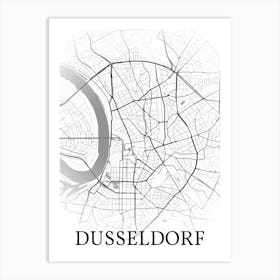 Düsseldorf, North Rhine Westphalia, Germany, City Map, Black And White Fade Design Poster