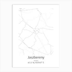 Jaszbereny,Hungary Minimalist Map Art Print