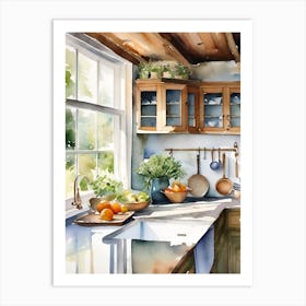 Watercolor Kitchen Window Painting Art Print