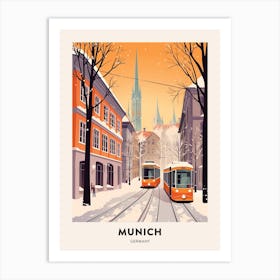 Vintage Winter Travel Poster Munich Germany 2 Art Print