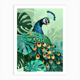 Peacock In The Jungle Art Print