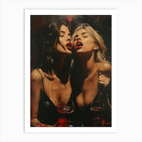 Two Women Drinking Wine 1 Art Print