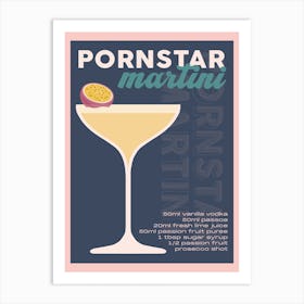 Navy Pornstar Martini Cocktail Art Print