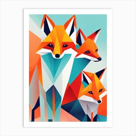 Geometrical Foxes Art Print