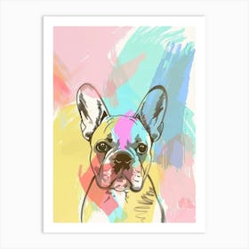 French Bulldog Pastel Line Watercolour Illustration  3 Art Print