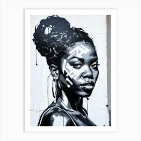 Graffiti Mural Of Beautiful Black Woman 140 Art Print