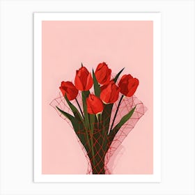 Red Tulips Bouquet Art Print