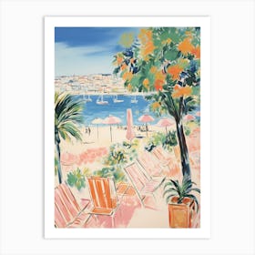 Marina Di Ragusa, Sicily   Italy Beach Club Lido Watercolour 2 Art Print
