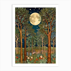 William Morris Moonlight In The Forest 2 Art Print