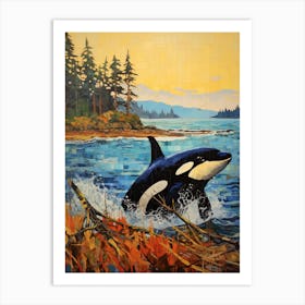 Orca Whale Woodland Coast 2 Art Print