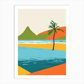 Diamond Beach Bali Indonesia Midcentury Art Print