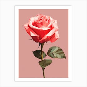 Low Poly Rose 1 Art Print