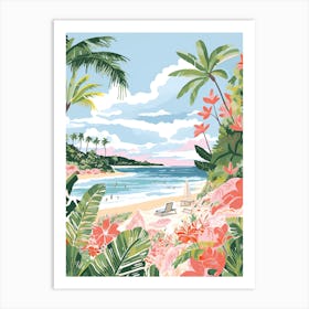Diamond Beach, Bali, Indonesia, Matisse And Rousseau Style 2 Art Print
