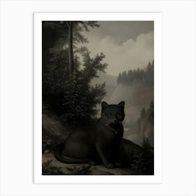 Dark Gothic Black Cat In The Forest Art Print