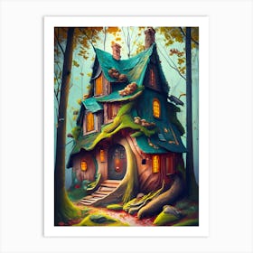 Gnome House, Intense Art, Dynamic Painting, Autumn Vibes, Art Print