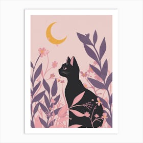 Cat In The Moonlight 3 Art Print