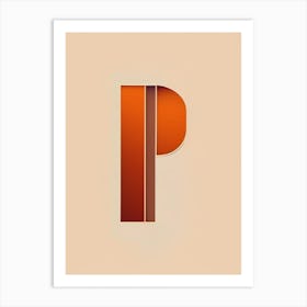 P, Letter, Alphabet Retro Minimal 1 Art Print