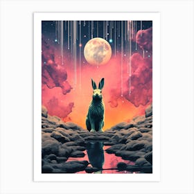 Rabbit In The Moonlight Art Print