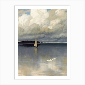 Vintage Painting Sailboat In The Water Art Print