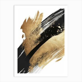 Abstract Gold Brush Strokes Art Print